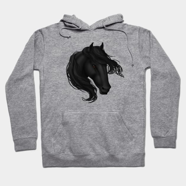 Horse Head - Black Hoodie by FalconArt